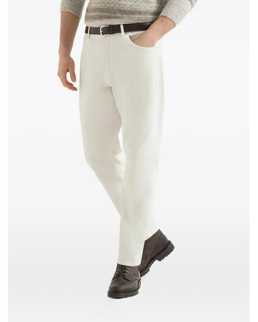 Brunello Cucinelli White Five-Pocket Jeans for men