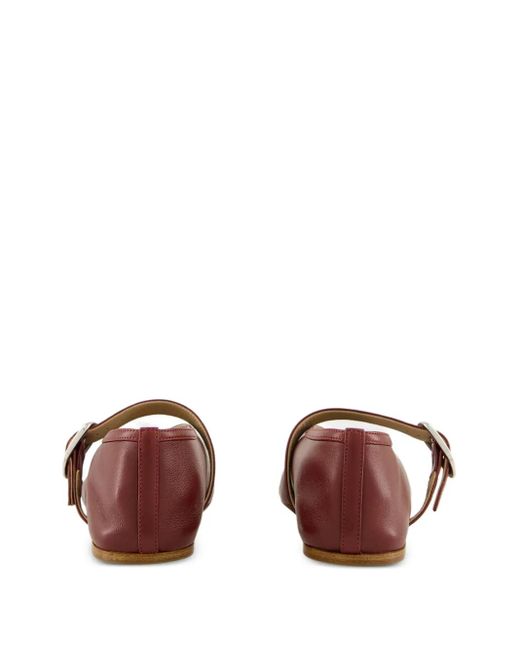 Le Monde Beryl Brown Stella Buckle-Strap Leather Ballet Flats