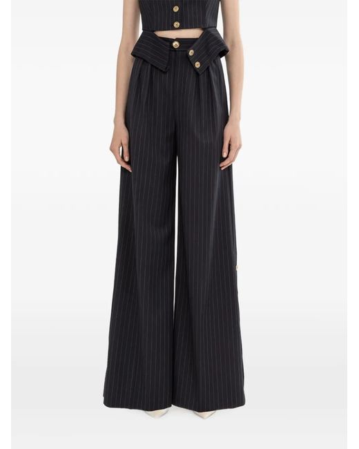 Nissa Black Pantalon Palazzo À Fines Rayures