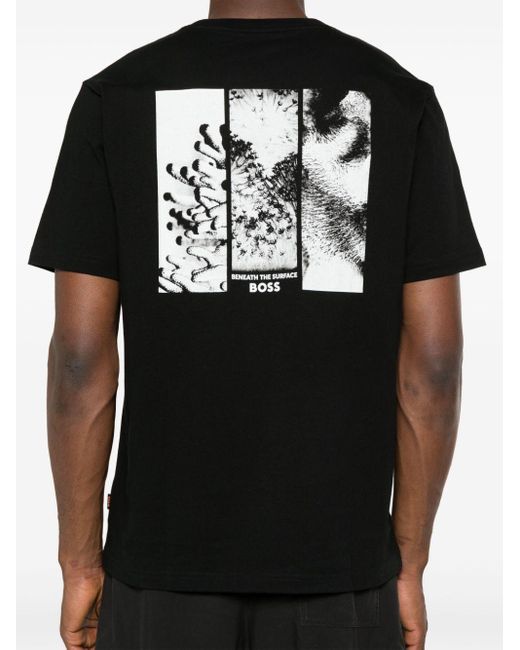 Boss Black Logo-print Cotton T-shirt for men