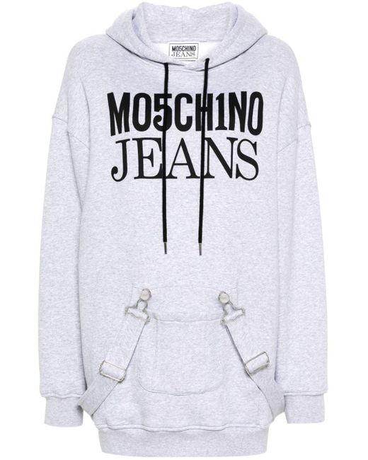 Moschino Jeans White Strap-detailed Hooded Minidress