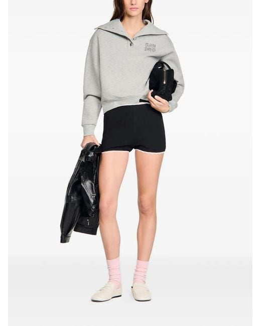 Sandro Black Elasticated-Waist Shorts