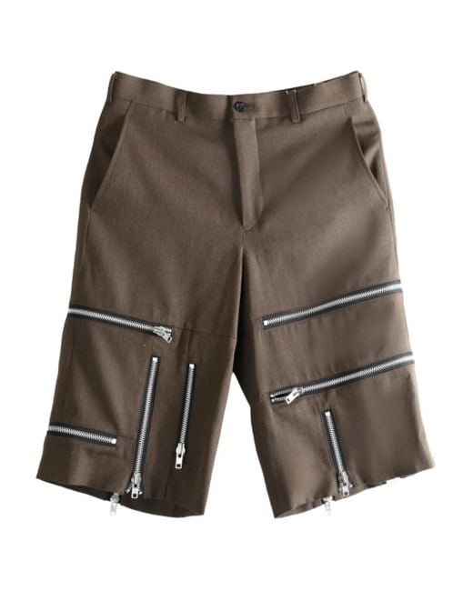 メンズ Comme des Garçons Zip-detail Wool Shorts Gray