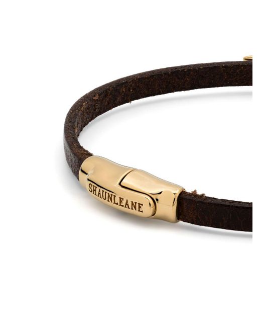Shaun Leane White Gold Vermeil And Leather Arc Bracelet for men