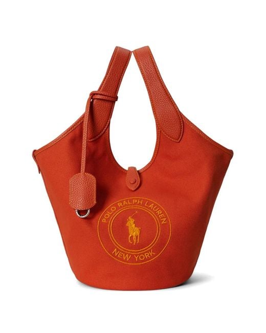 Polo Ralph Lauren Red Canvas Polo Play Logo Tote