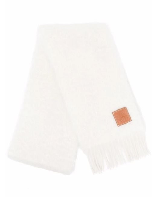 Loewe White Wool Blend Mohair Scarf