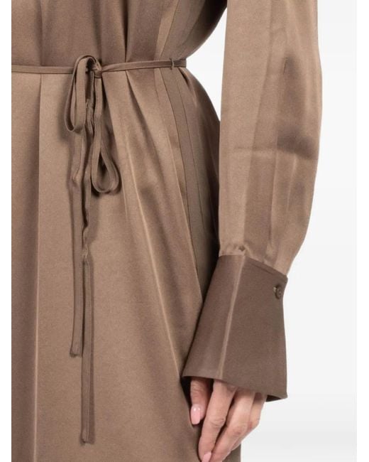 Filippa K Brown Tie-Waist V-Neck Midi Dress