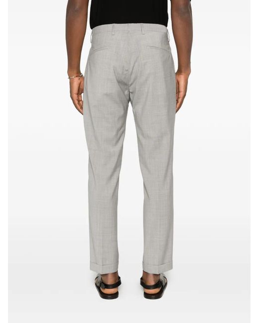 Briglia 1949 Gray Pleated Crosshatch-Texture Trousers for men