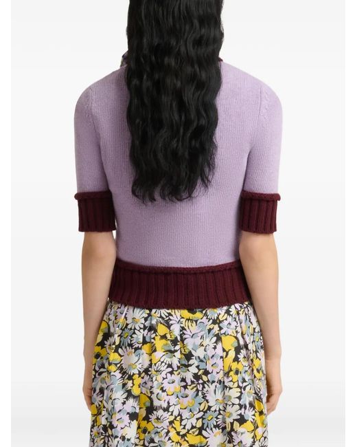 Marni Purple Wool Blend Jumper With Contrast Trims