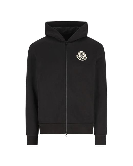Moncler Black Logo-Patch Zip-Up Hoodie for men