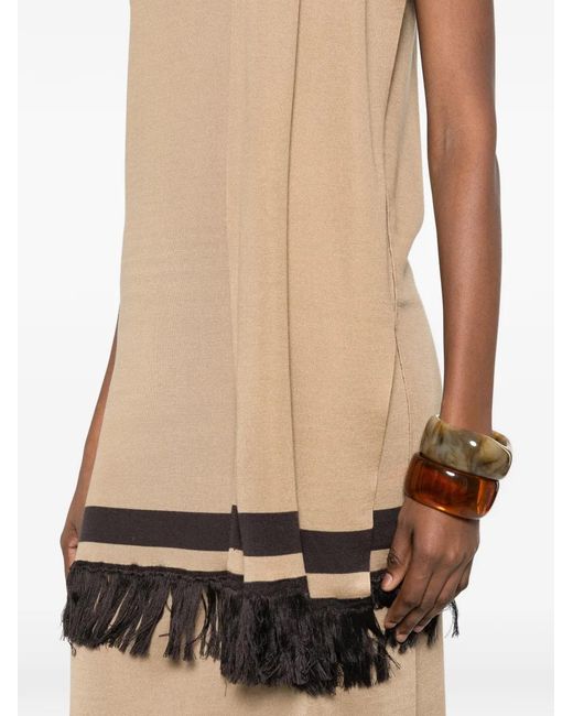 Ferragamo Natural Fringe-Hem Mini Dress