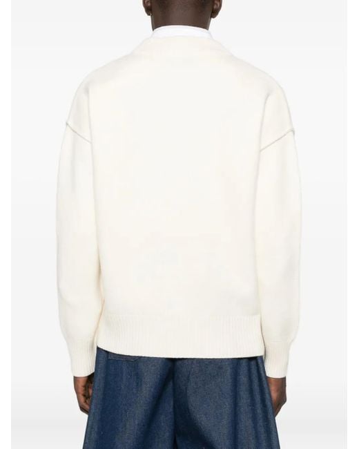 AMI Wollen Vest Met Logo in het Natural