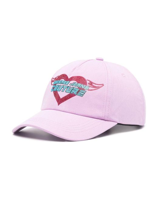 Versace Pink Rhinestone-embellished Cotton Baseball Cap