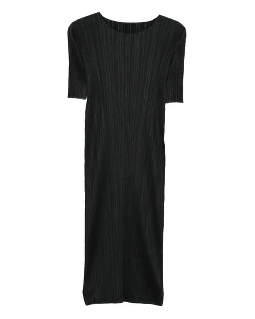 Pleats Please Issey Miyake Black Pleated Long Dress