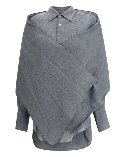 DARKPARK Gray Georgia Detachable-Scarf Shirt