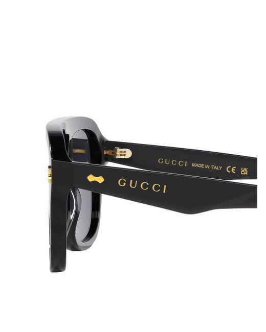 Gucci Gray Logo-engraved Pilot-frame Sunglasses for men