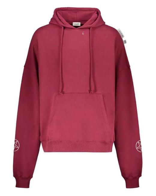 Isabella 1985 Red Graphic-Print Cotton Hoodie for men