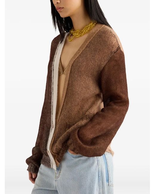 Momoní Brown Cheroke Colour Block Cardigan