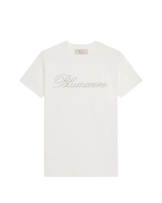 Blumarine White Rhinestone-Embellishment T-Shirt