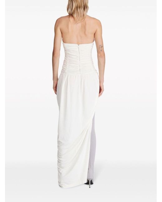 Dion Lee White Chain-link Ruched Asymmetric Dress