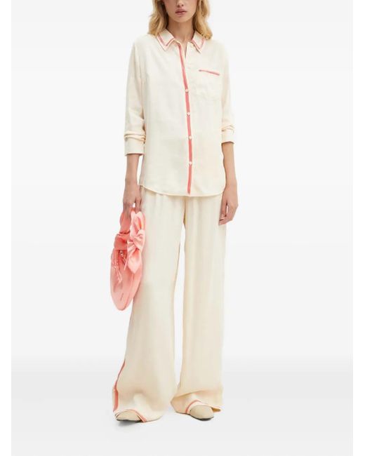 Stine Goya Natural Stripe-detail Drawstring Track Pants