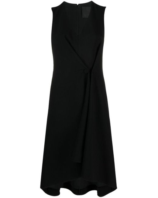 Givenchy Black Pleated Buttoned Cady Dress