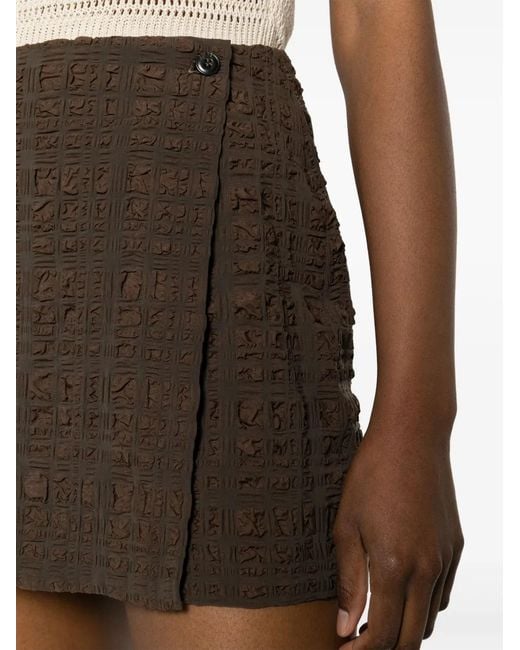 Nanushka Brown Layered Seersucker Shorts