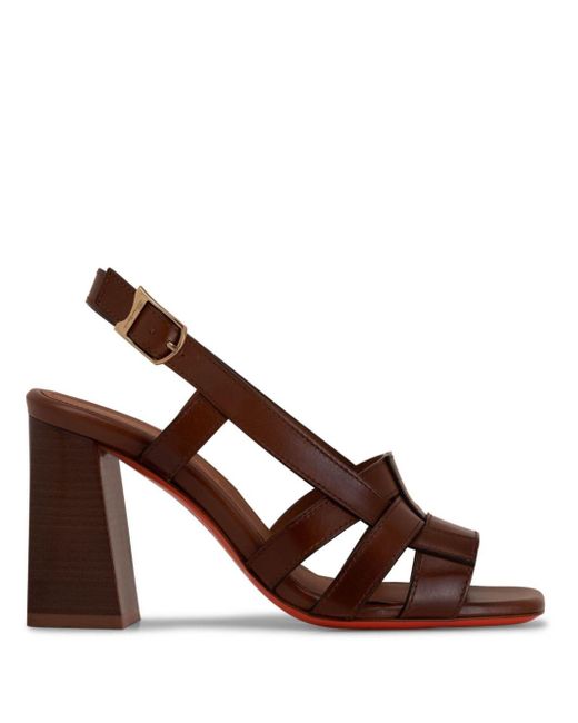 Santoni Brown Venere 85mm Leather Sandals