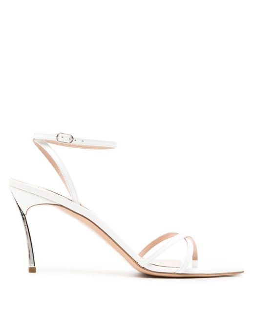 Casadei White Superblade Jolly 100mm Leather Sandals