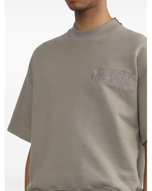 Magliano Gray Logo-embroidery Cotton T-shirt for men