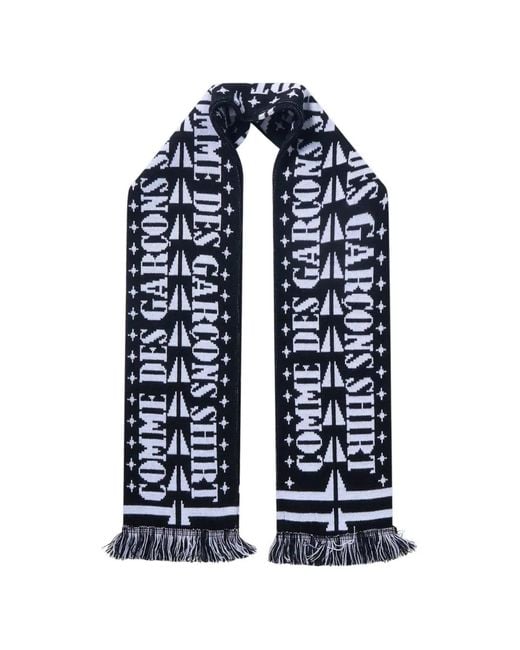 Comme des Garçons Blue Graphic-Motif Intarsia Scarf for men