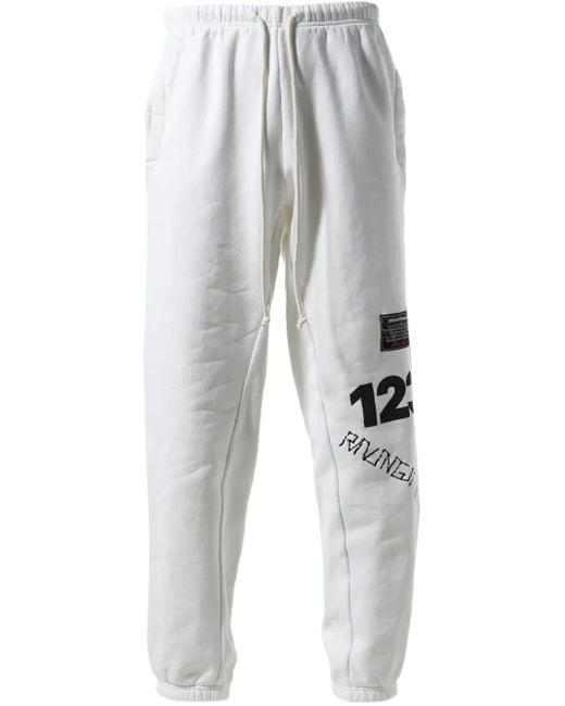 RRR123 White Cotton Track Pants for men