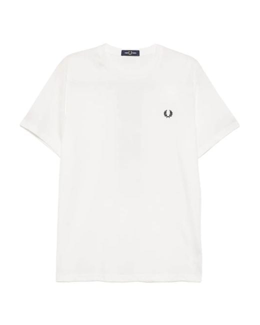Camiseta con logo estampado Fred Perry de hombre de color White