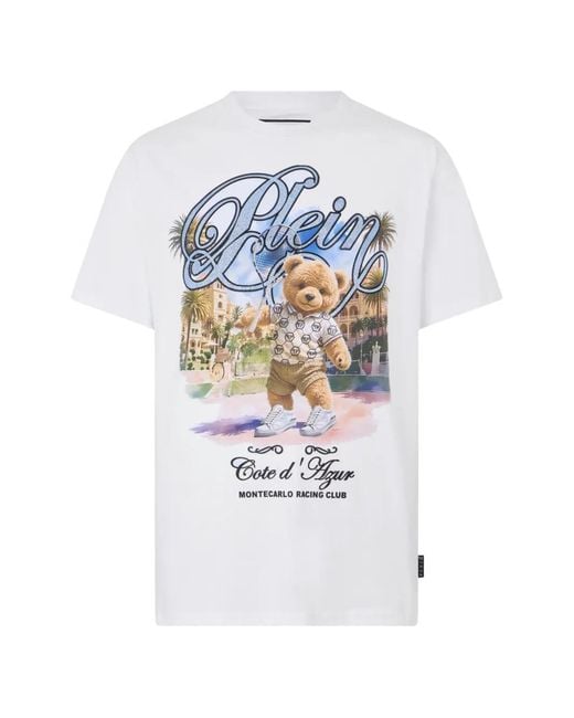Philipp Plein White Round-Neck Graphic T-Shirt for men
