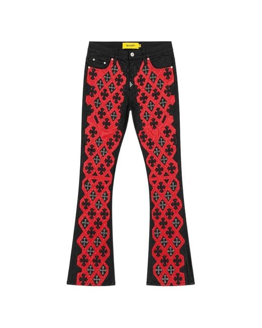 GUAPI Red Crimson Waxed-Denim Jeans for men