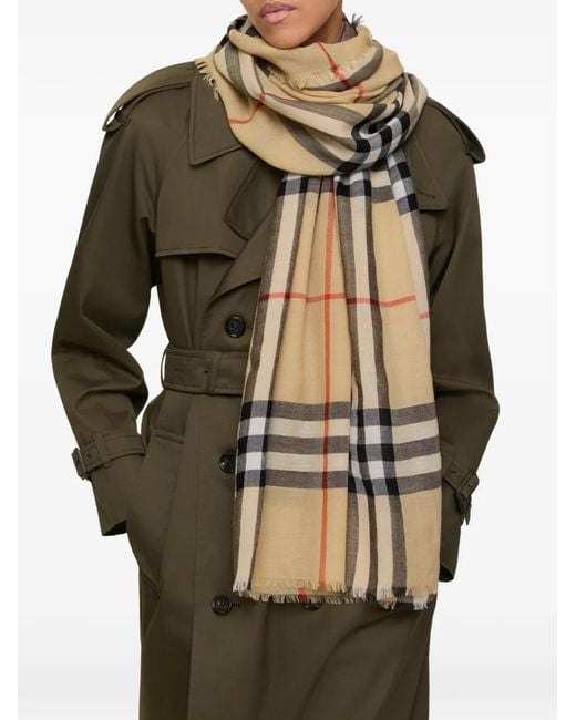 Burberry Metallic Check Wool Scarf