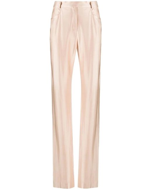Alexandre Vauthier Natural High-Waisted Satin Trousers