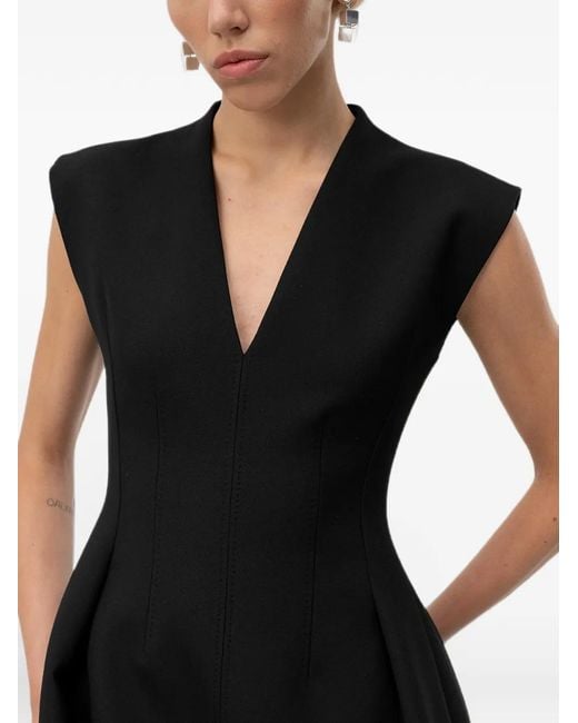 HUGO Black Kaytra Cap-Sleeve Dress With Pleat Details