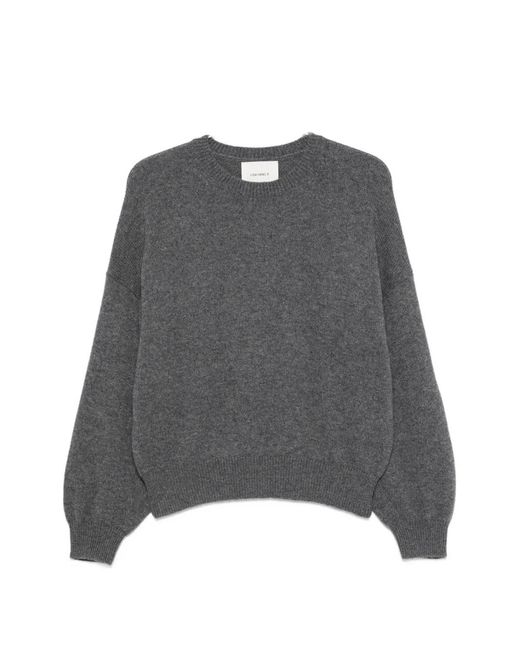 Lisa Yang Gray Crew-Neck Balloon-Sleeve Sweater