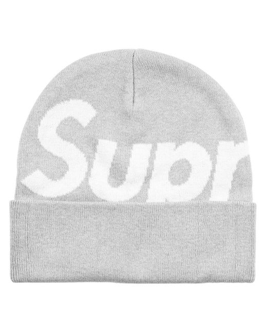 Supreme Gray Big Logo Beanie