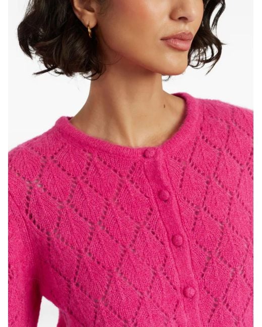 Chinti & Parker Pink Diamond-Pattern Cardigan