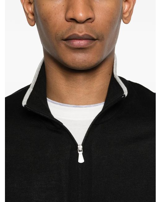 Gran Sasso Black Zip-Up Cardigan for men