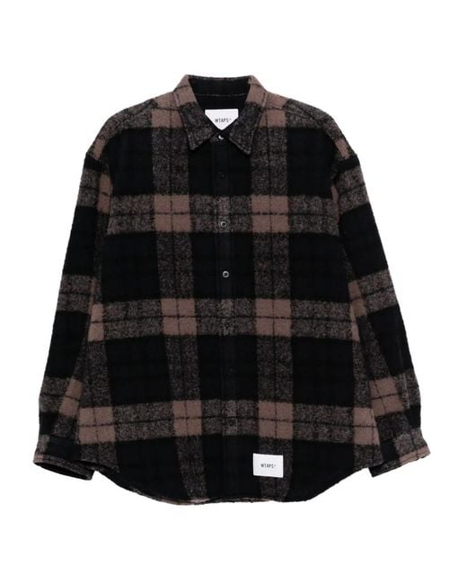 (w)taps Black Checked Shirt for men