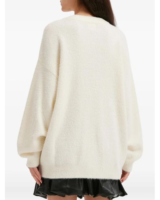 B+ AB White Graphic-Design Sweater