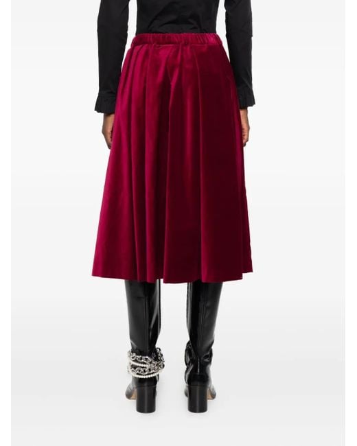 Comme des Garçons Red Pleated Midi Skirt