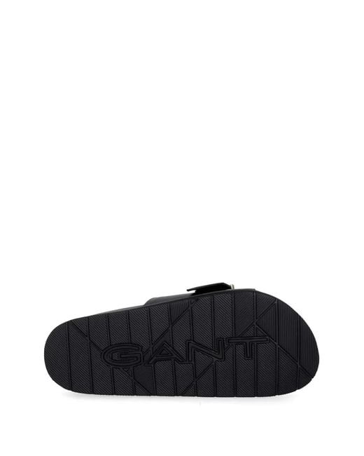 Gant Black Buckle-Detail Crossover Slides