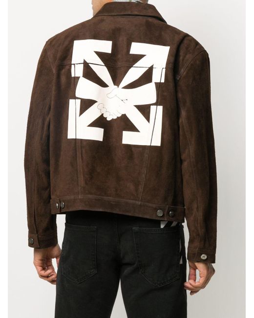 Off-White c/o Virgil Abloh Suede Signature Arrows Motif Jacket in Brown ...