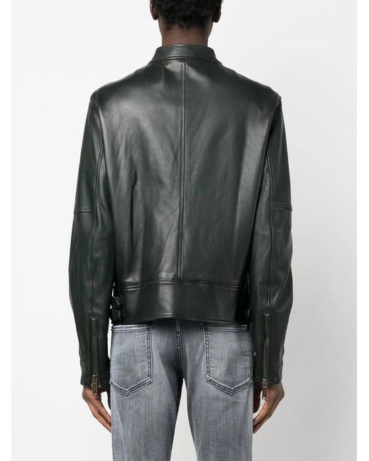 DSquared² Black Leather Biker Jacket for men