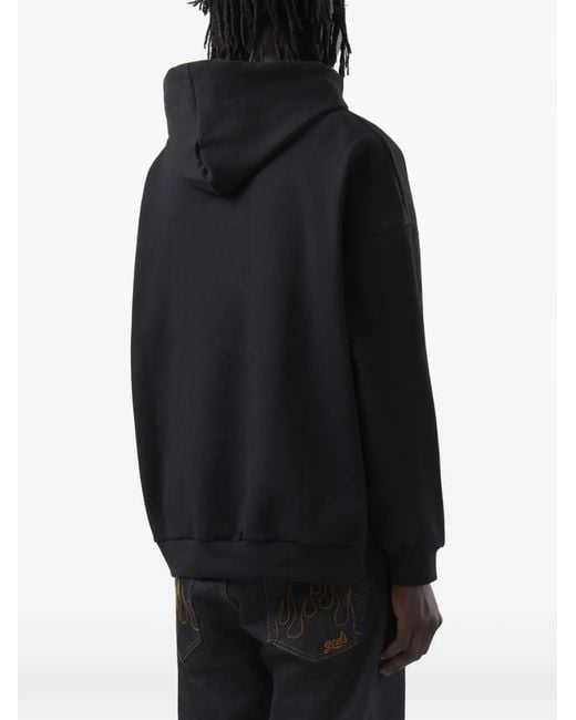 Gcds Black Logo-Patch Hoodie for men