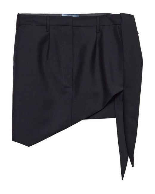 Prada Asymmetrische Wikkelrok in het Black